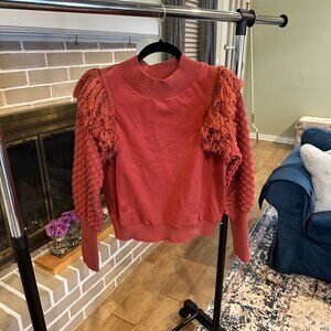 Dolan Fringed Sleeve Knit Sweater Size Medium